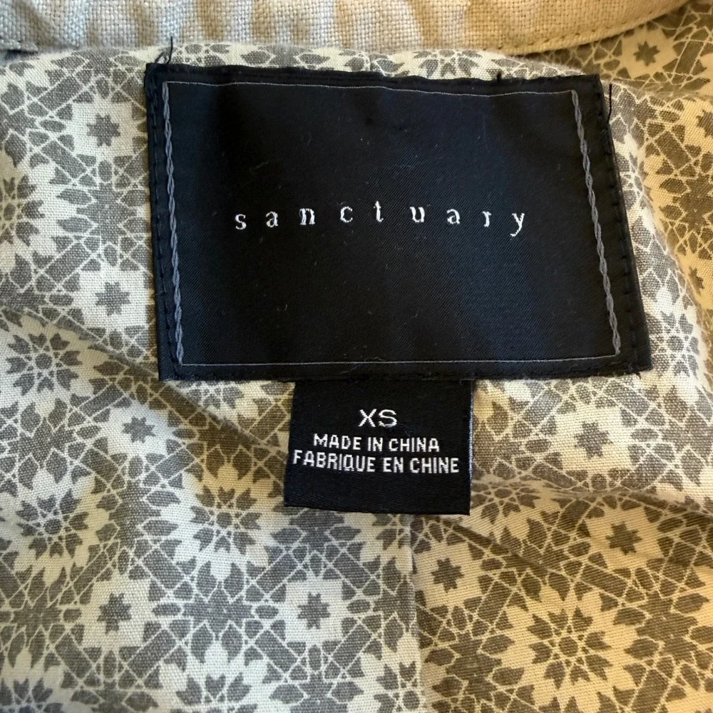 Sanctuary Linen Blend Trench Jacket Womens‎ Adjustable Drawstring XS Beige